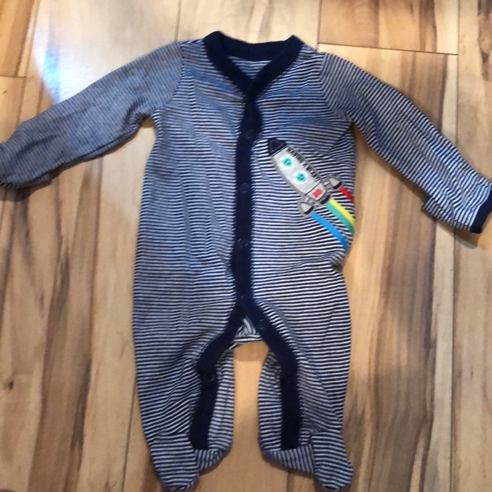 Navy and white striped onesie size newborn